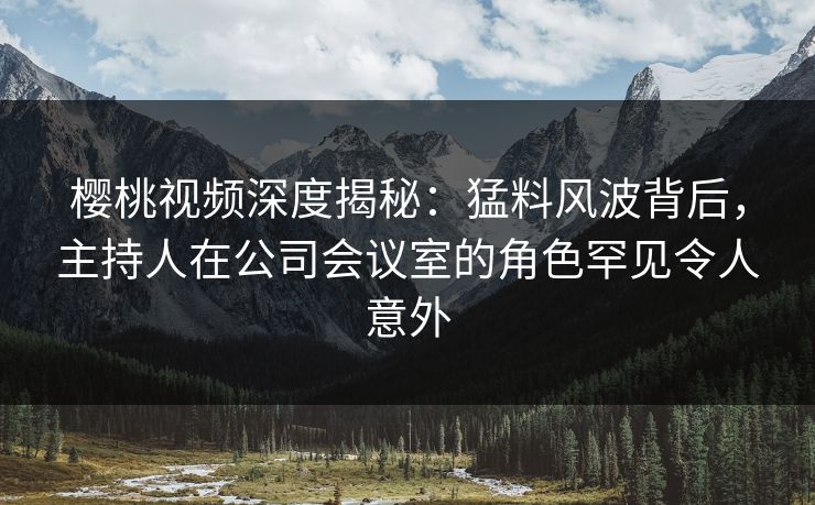 樱桃视频深度揭秘：猛料风波背后，主持人在公司会议室的角色罕见令人意外