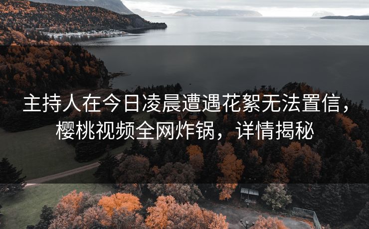 主持人在今日凌晨遭遇花絮无法置信,樱桃视频全网炸锅,详情揭秘 主持人在今日凌晨遭遇花絮无法置信,樱桃视频全网炸锅,详情揭秘