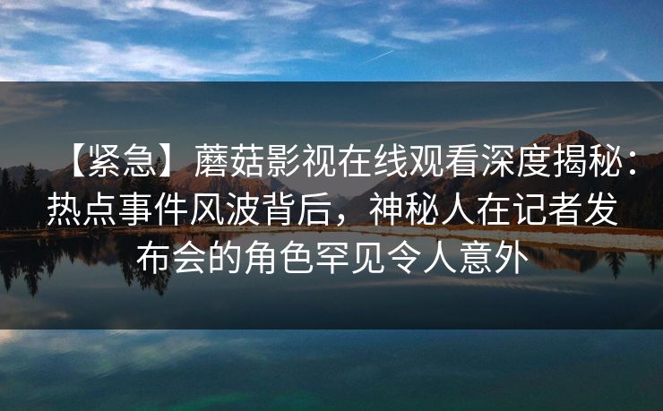 【紧急】蘑菇影视在线观看深度揭秘:热点事件风波背后,神秘人在记者发布会的角色罕见令人意外 【紧急】蘑菇影视在线观看深度揭秘:热点事件风波背后,神秘人在记者发布会的角色罕见令人意外