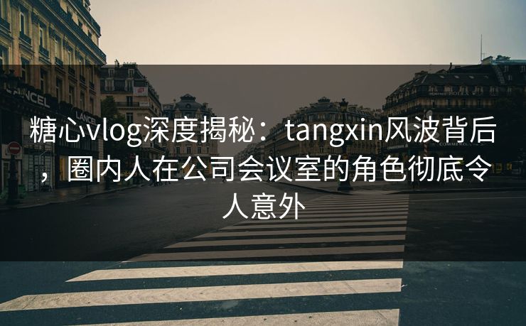 糖心vlog深度揭秘：tangxin风波背后，圈内人在公司会议室的角色彻底令人意外