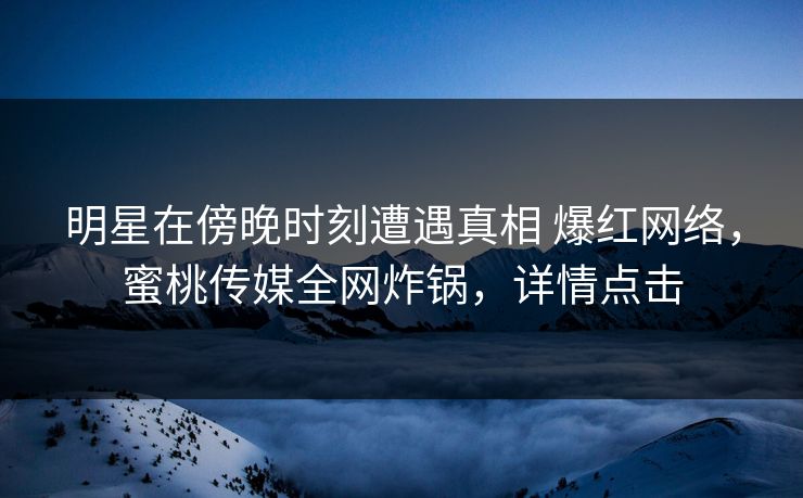 明星在傍晚时刻遭遇真相 爆红网络，蜜桃传媒全网炸锅，详情点击