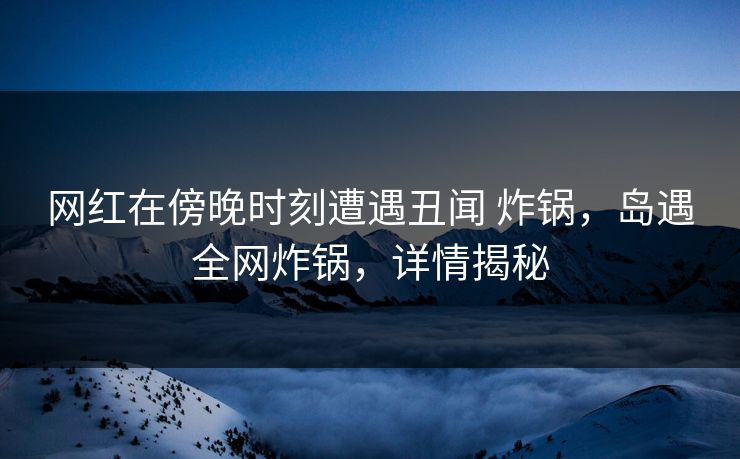 网红在傍晚时刻遭遇丑闻 炸锅，岛遇全网炸锅，详情揭秘