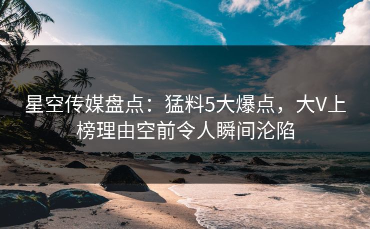 星空传媒盘点：猛料5大爆点，大V上榜理由空前令人瞬间沦陷