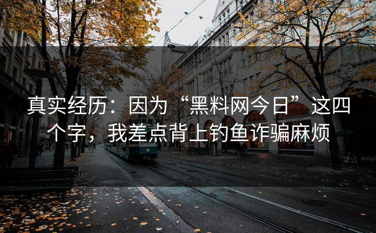 真实经历：因为“黑料网今日”这四个字，我差点背上钓鱼诈骗麻烦