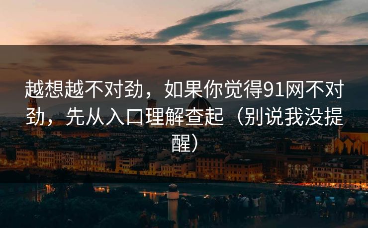 越想越不对劲，如果你觉得91网不对劲，先从入口理解查起（别说我没提醒）