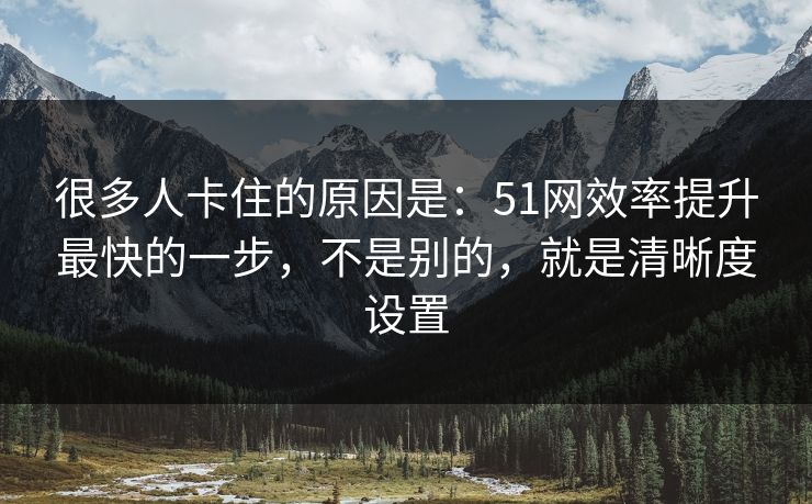 很多人卡住的原因是:51网效率提升最快的一步,不是别的,就是清晰度设置 很多人卡住的原因是:51网效率提升最快的一步,不是别的,就是清晰度设置